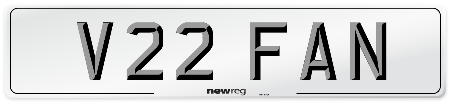 V22 FAN Number Plate from New Reg
